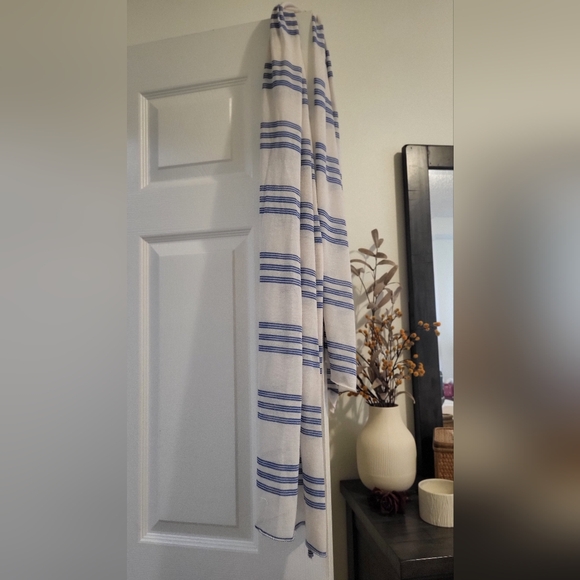 Blue and White Striped Scarf - Picture 2 of 5